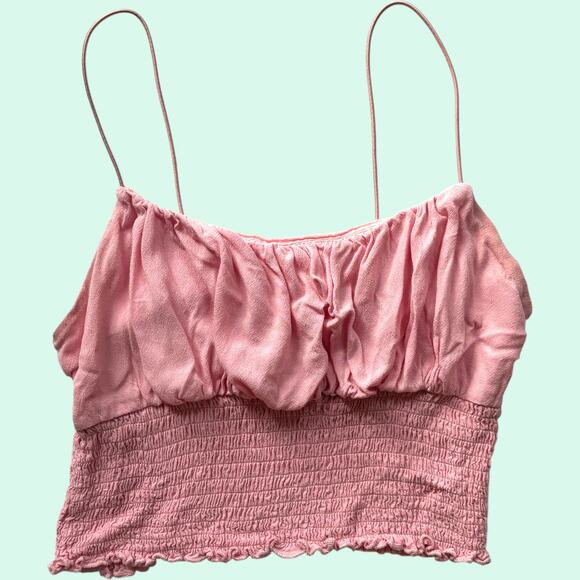 La Hearts Tops - LA Hearts pink smocked cami crop top S